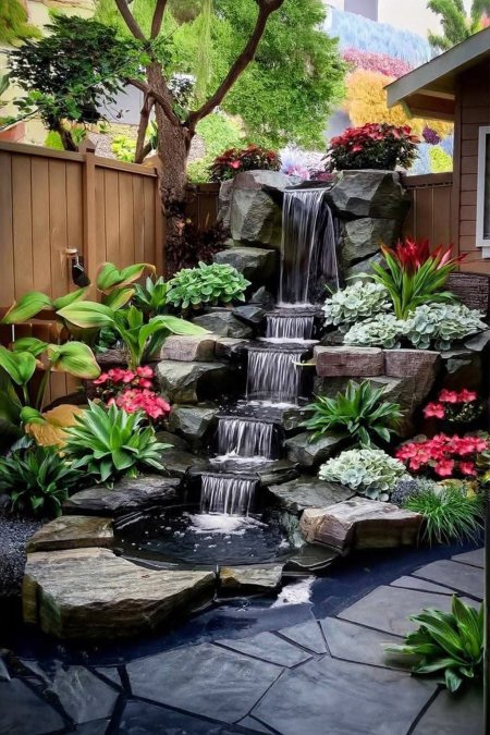 شلال الحديقة الصخري المتدرّج